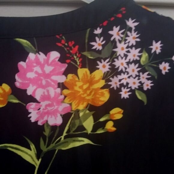 Boho Blouse Floral Flowy Peasant Style Semi Sheer Chiffon Blouse V Neck … - Picture 13 of 16